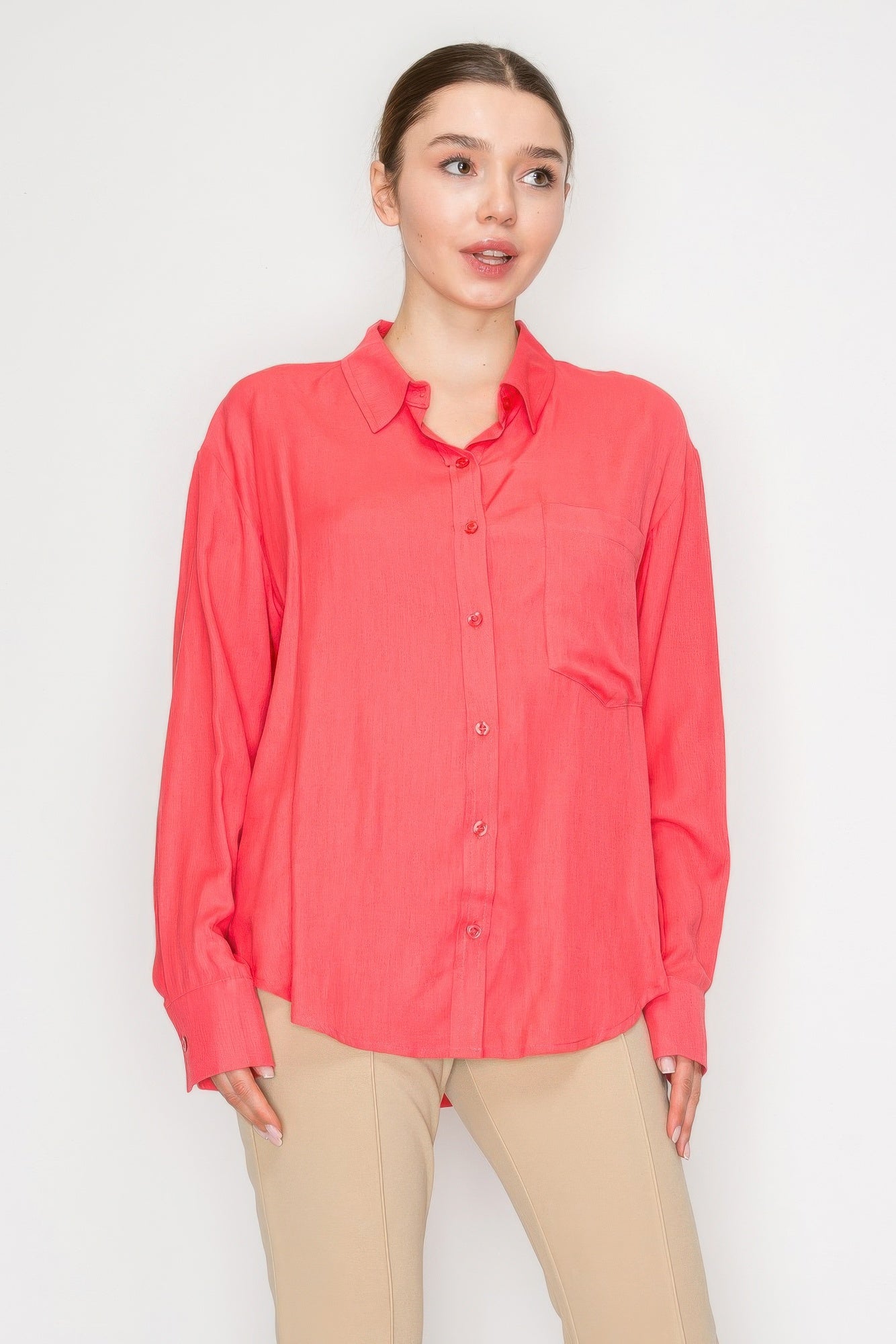 Button Down Collared Linen Shirt-Product Type | Naughty Smile Fashion