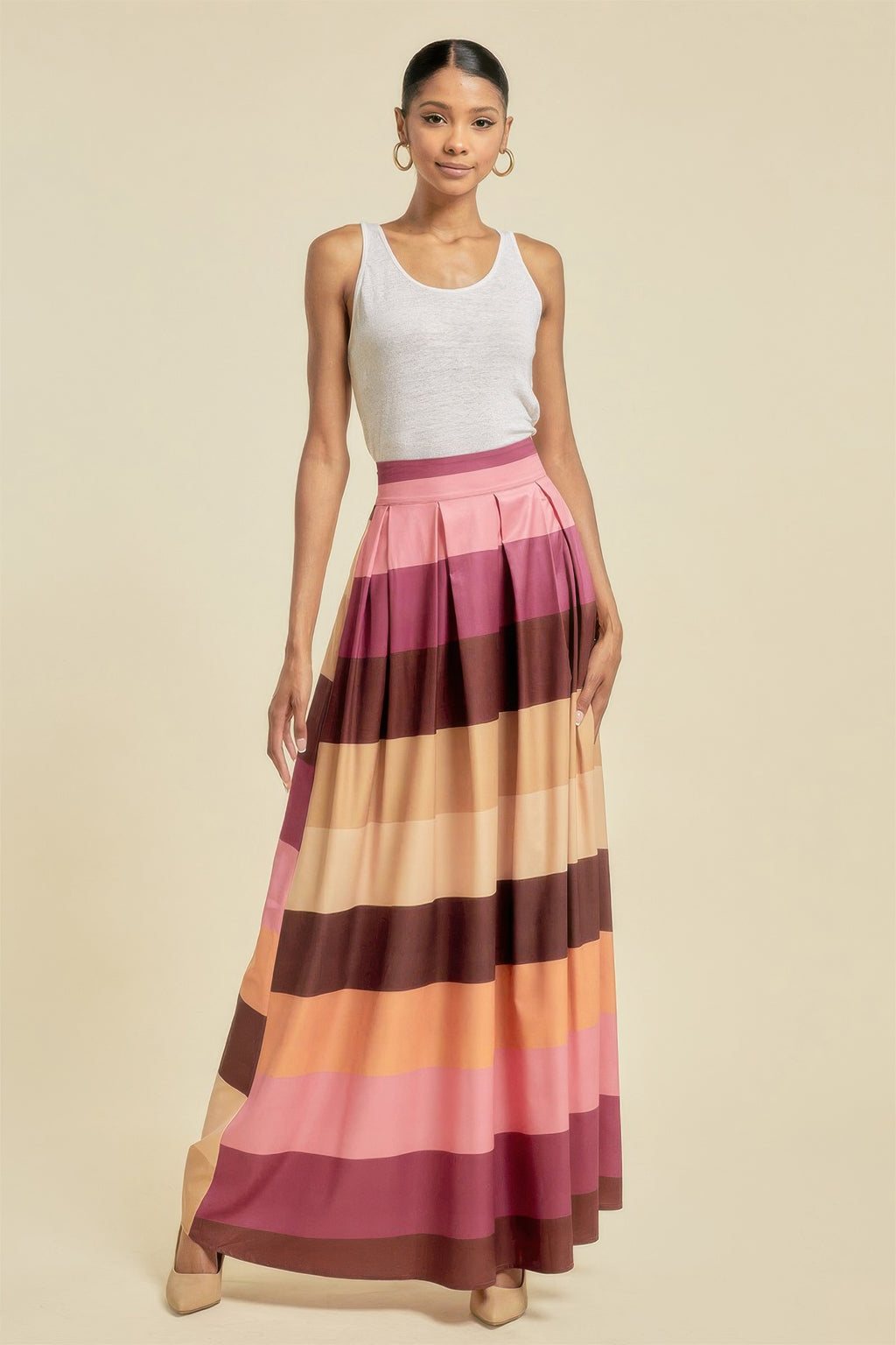 Color Block Maxi Skirt With Pockets-Product Type | Naughty Smile Fashion