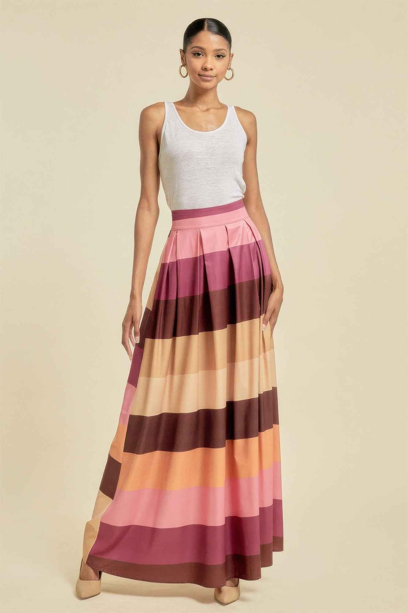 New Arrival – Color Block Maxi Skirt With Pockets – New Arrival Now Live