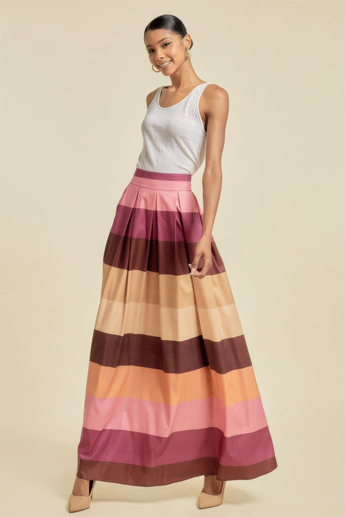 Color Block Maxi Skirt With Pockets-Product Type | Naughty Smile Fashion