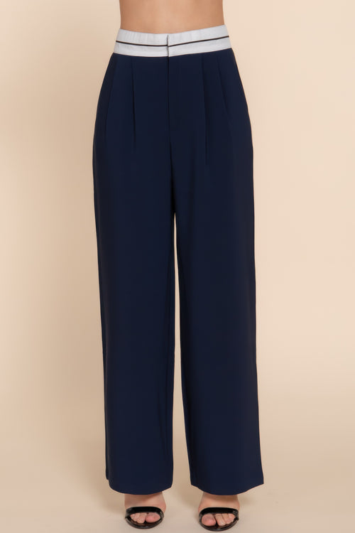 Contrast Waistband Straight Long Pants-Product Type | Naughty Smile Fashion