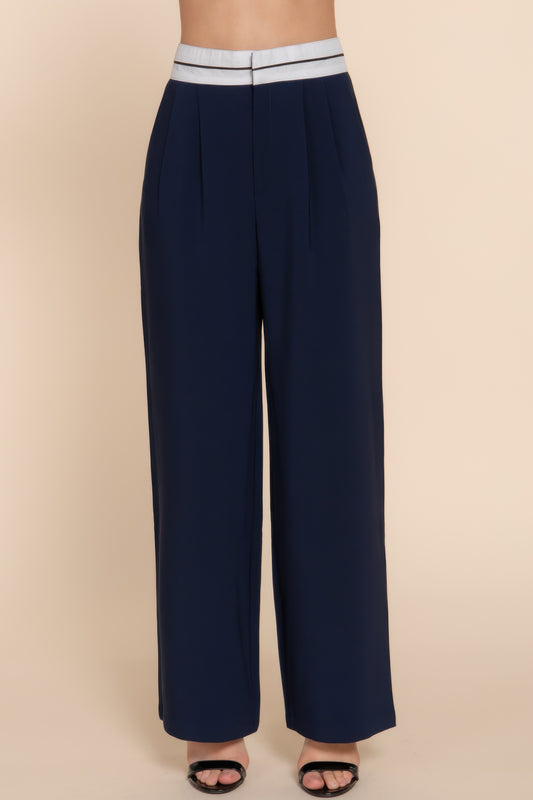 New Arrival – Contrast Waistband Straight Long Pants – New Arrival Now Live