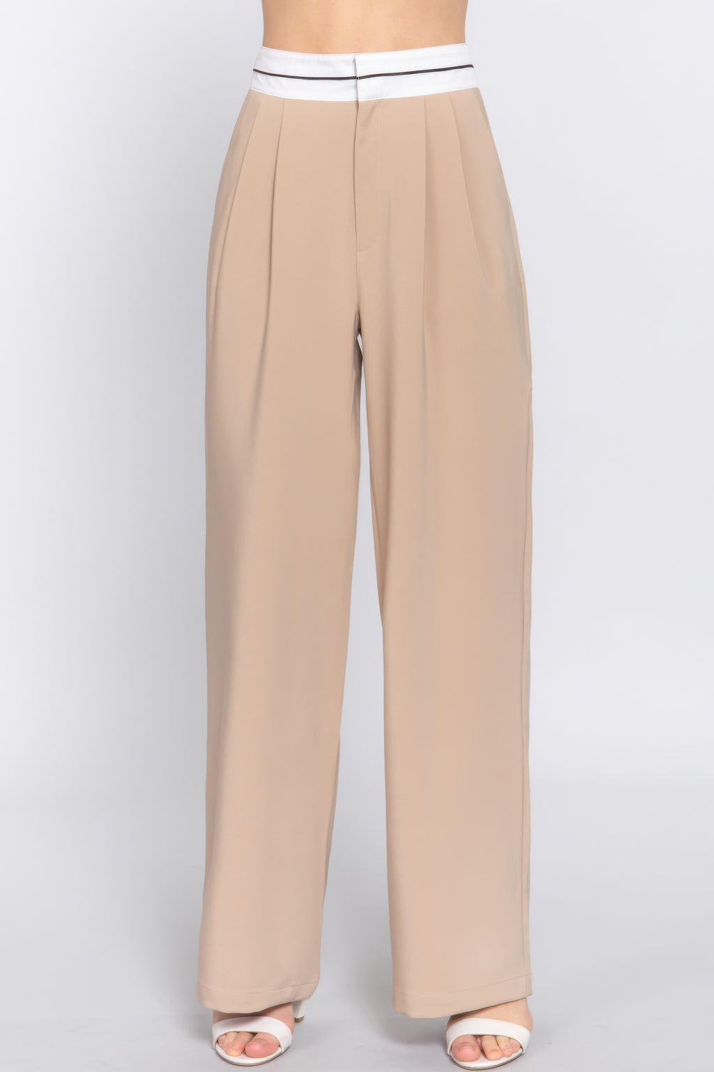 Contrast Waistband Straight Long Pants-Product Type | Naughty Smile Fashion