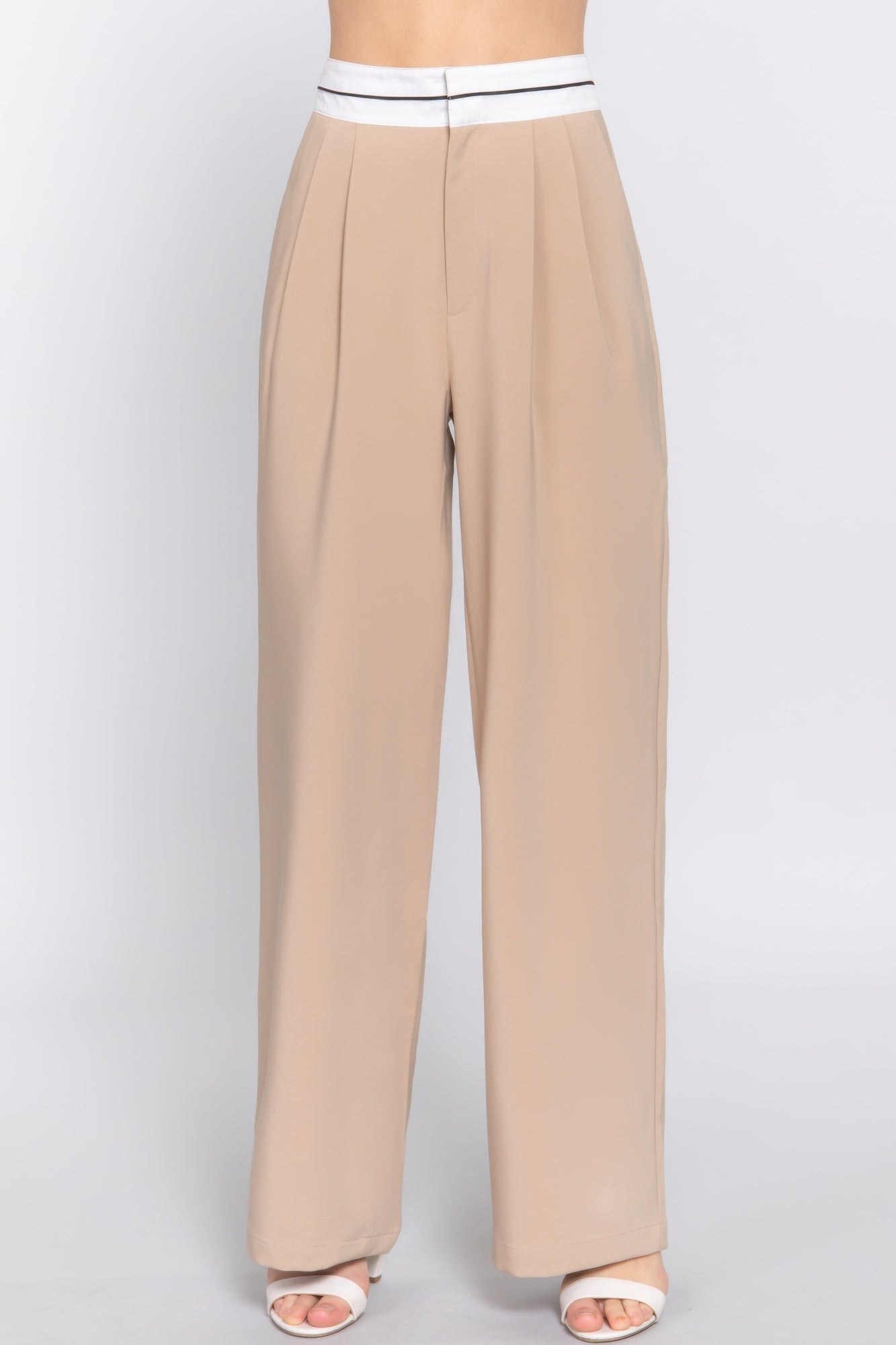 Contrast Waistband Straight Long Pants-Product Type | Naughty Smile Fashion