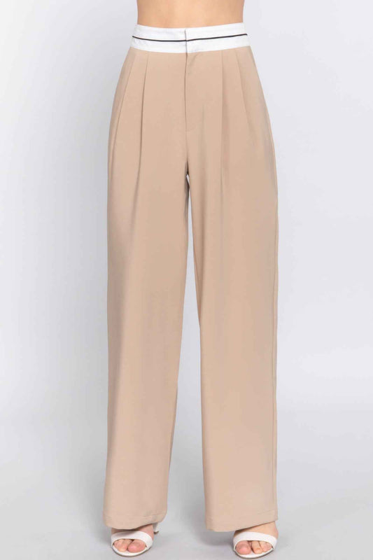 New Arrival – Contrast Waistband Straight Long Pants – New Arrival Now Live