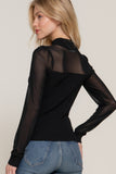 Long Slv Mesh Panel Detail Sweater Top