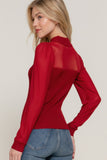 Long Slv Mesh Panel Detail Sweater Top