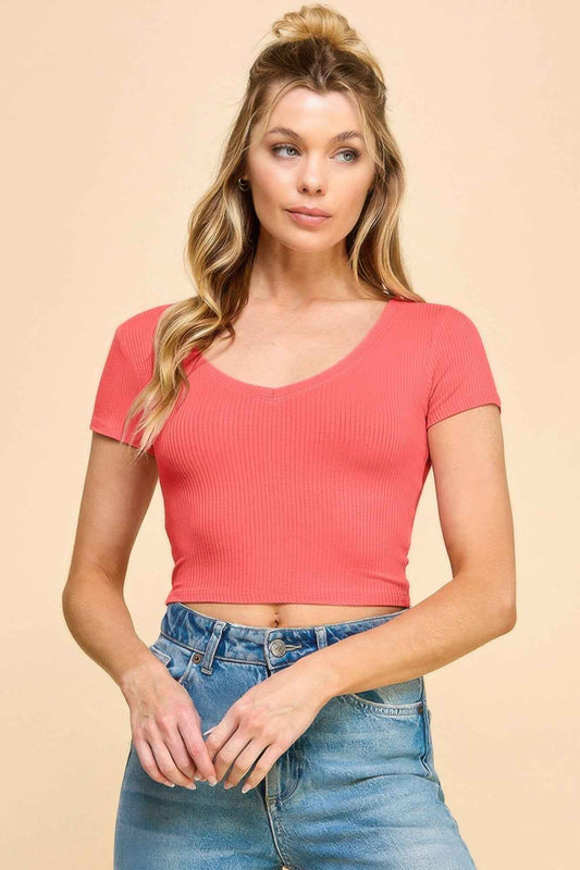 New Arrival – Short Sleeve V-neck Crop Top – New Arrival Now Live