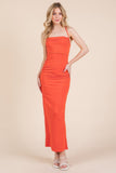 Asymmetry Ruched Double Layered Maxi Dress