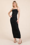 Asymmetry Ruched Double Layered Maxi Dress