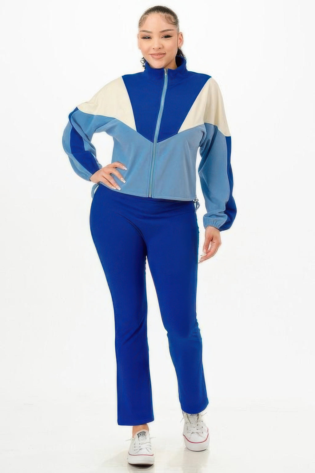 Color Blocked Jacket W/flare Pants Set-Product Type | Naughty Smile Fashion