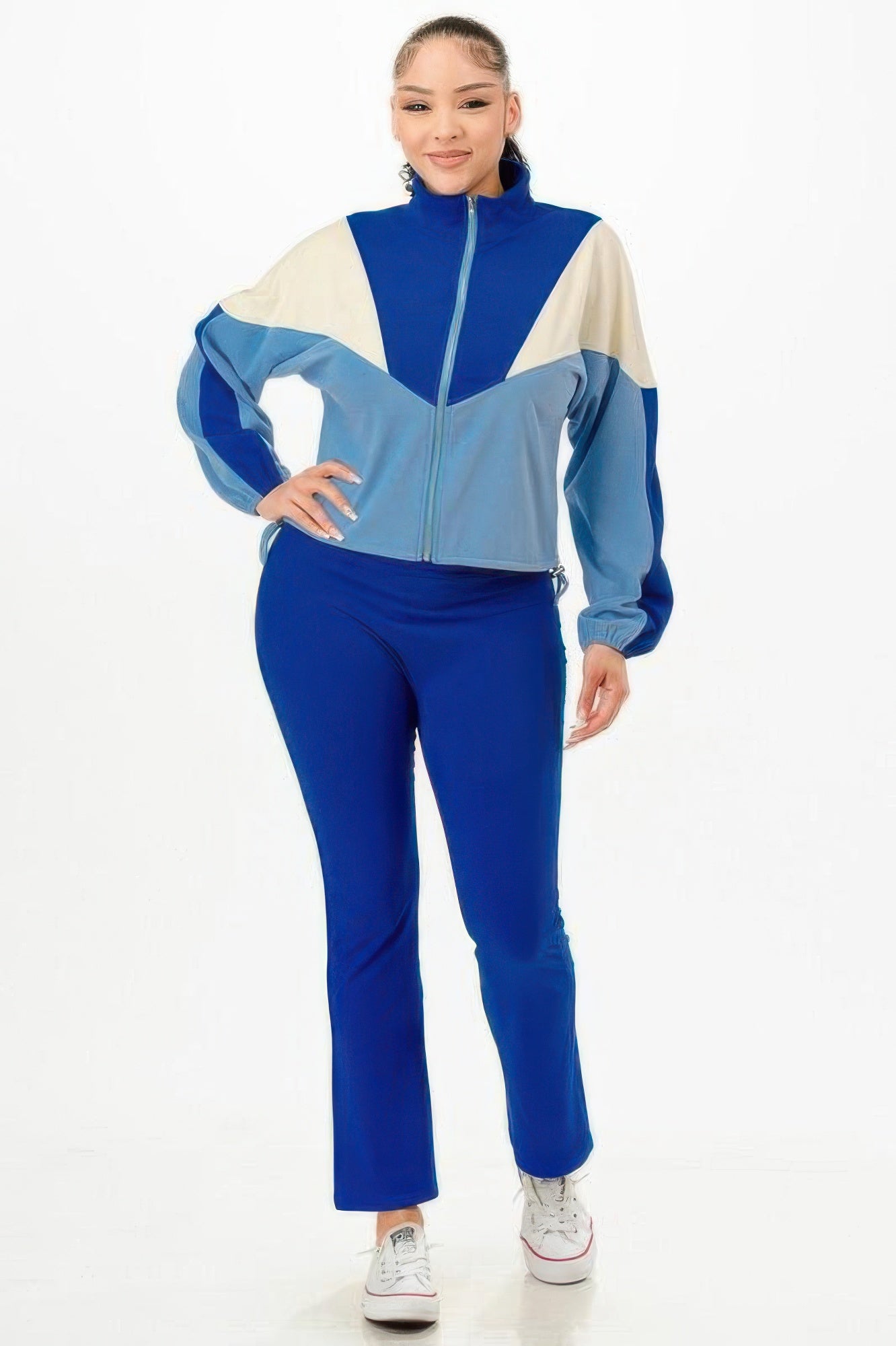 New Arrival – Color Blocked Jacket W/flare Pants Set – New Arrival Now Live