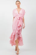 Solid Tie Waist Ruffle Midi Dress-Product Type | Naughty Smile Fashion