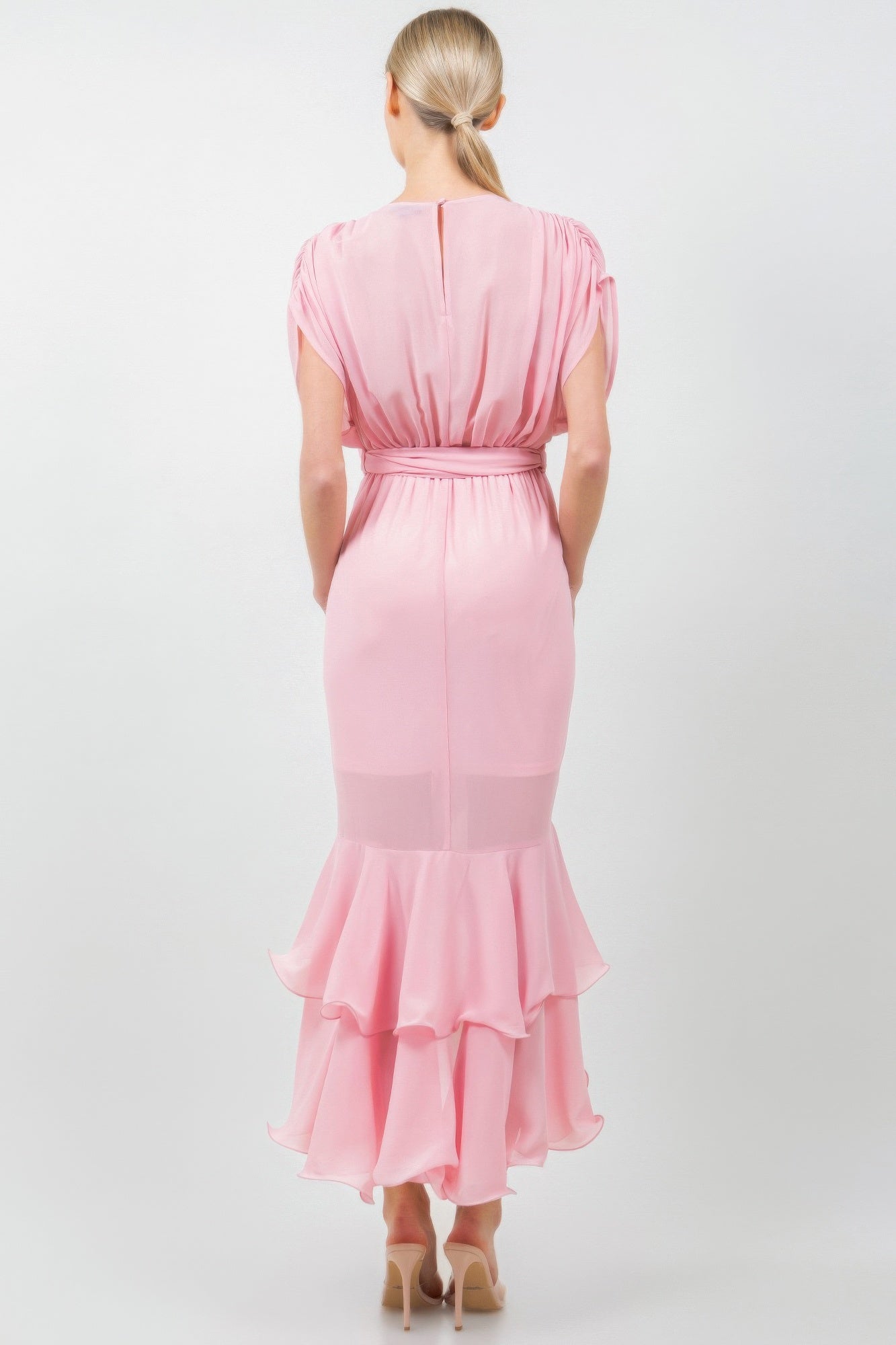 Solid Tie Waist Ruffle Midi Dress-Product Type | Naughty Smile Fashion