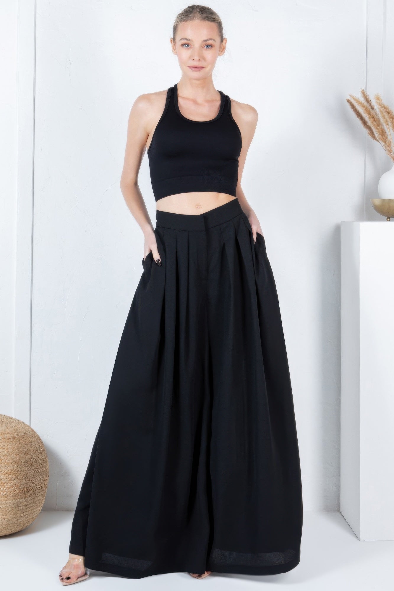 New Arrival – Large Hem Wide Leg Pleated Solid Pants – New Arrival Now Live