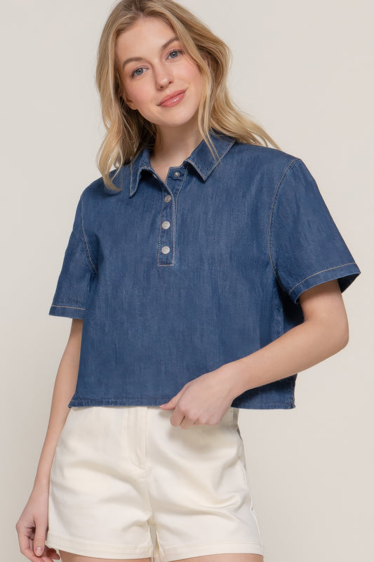 New Arrival – Short Sleeve Boxy Denim Shirt – New Arrival Now Live