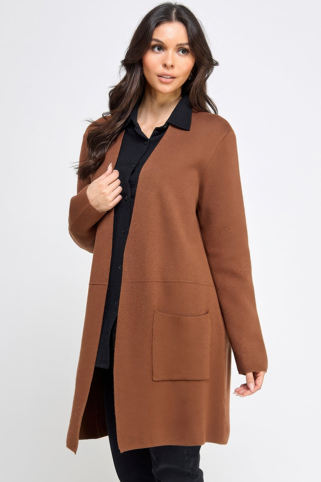 Basic Soft Long Line Open Front Sweater Cardigan-Product Type | Naughty Smile Fashion