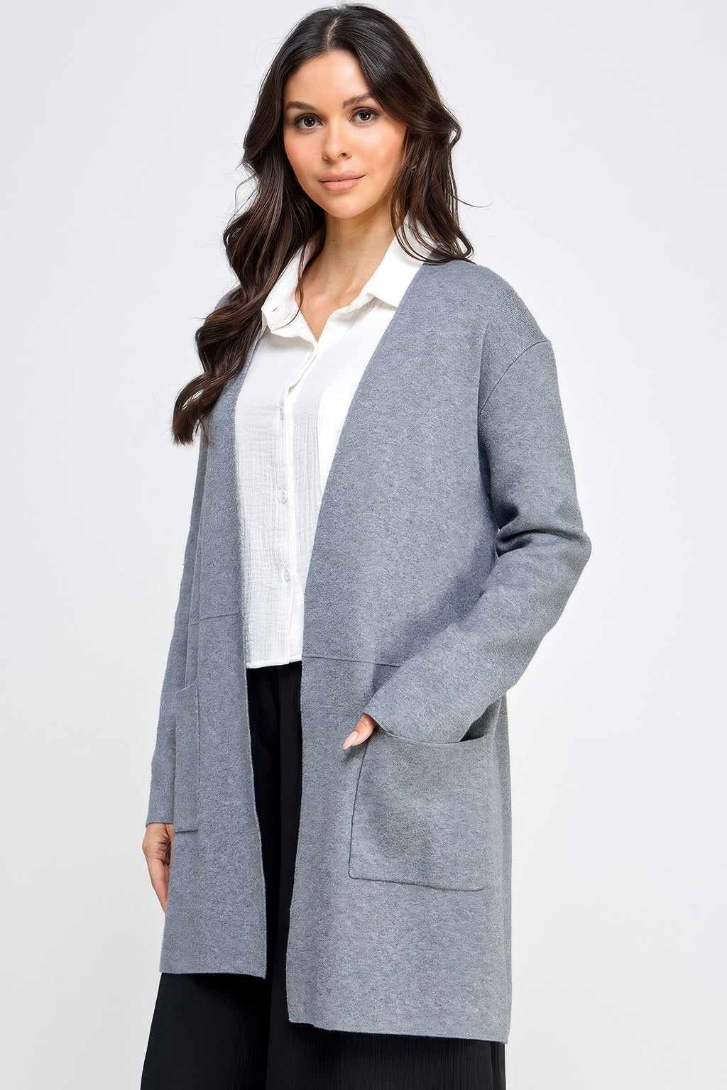 Basic Soft Long Line Open Front Sweater Cardigan-Product Type | Naughty Smile Fashion