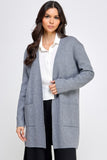 Basic Soft Long Line Open Front Sweater Cardigan