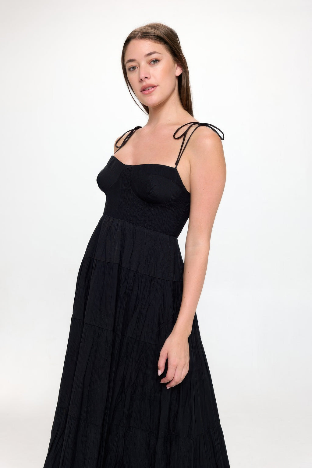 Solid Smocked Ruffle Maxi Dress-Product Type | Naughty Smile Fashion
