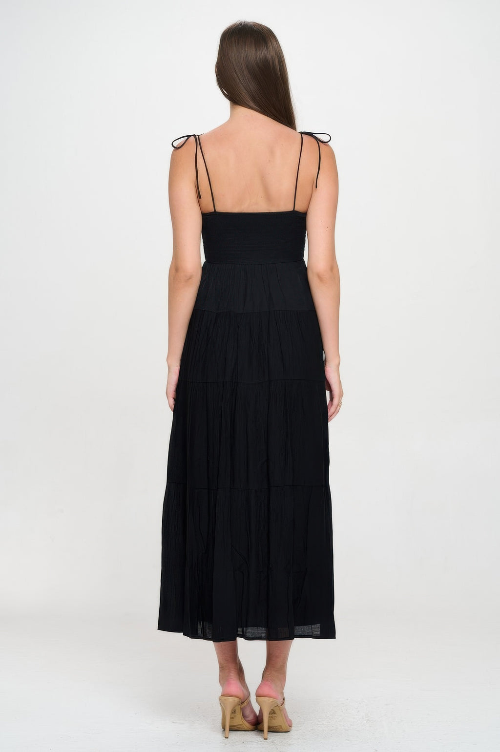 Solid Smocked Ruffle Maxi Dress-Product Type | Naughty Smile Fashion