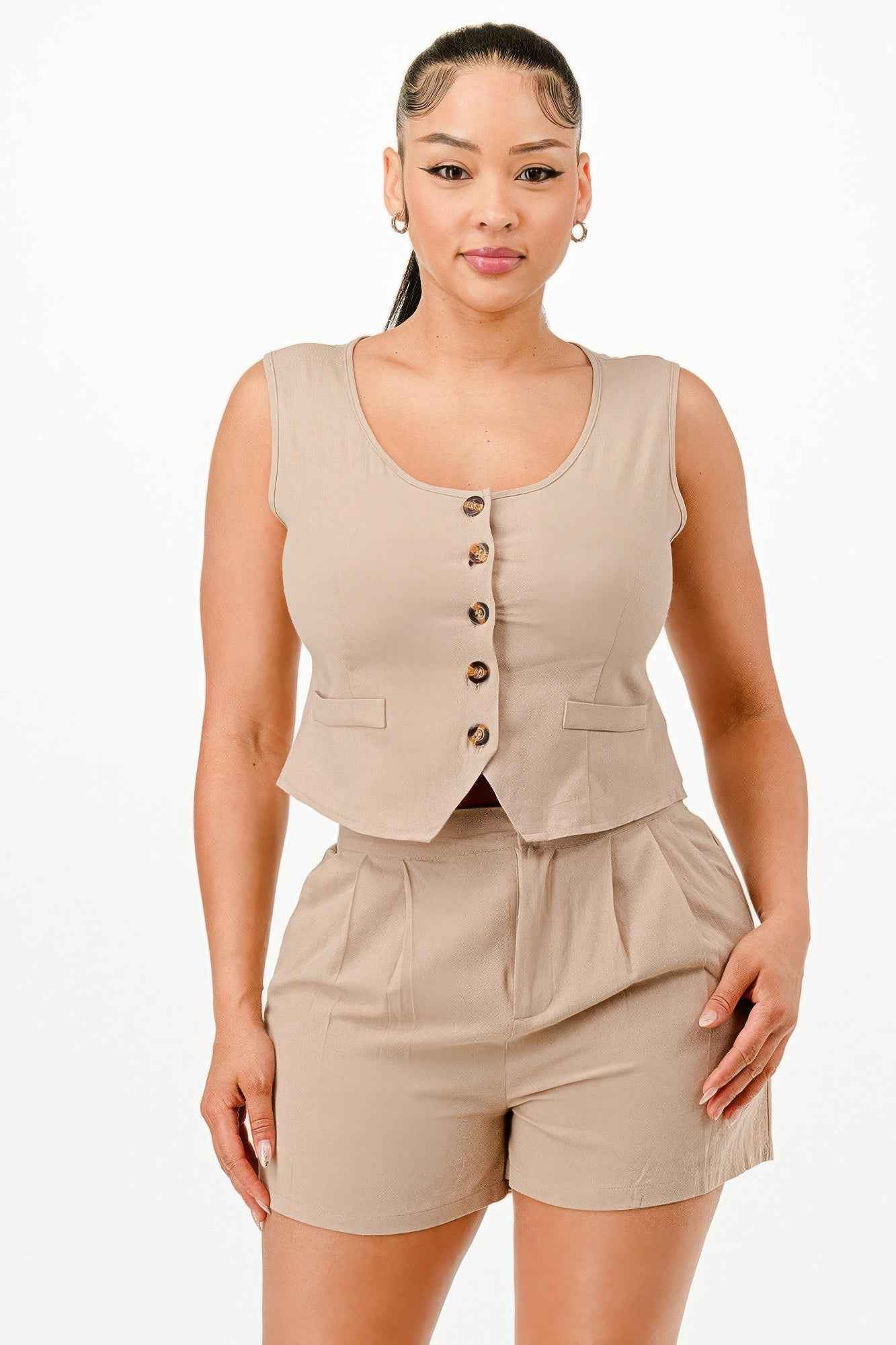 New Arrival – Casual Cropped Vest And Short Set – New Arrival Now Live