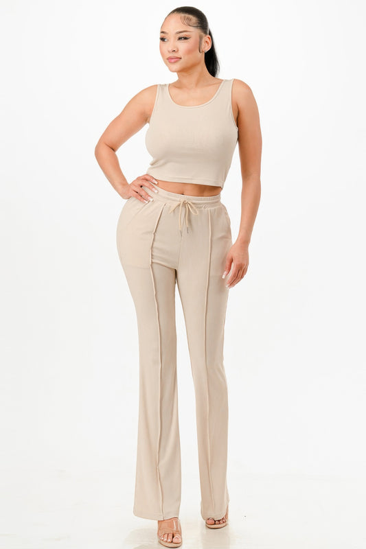 New Arrival – Ribbed Tank Top And Pant Set – New Arrival Now Live