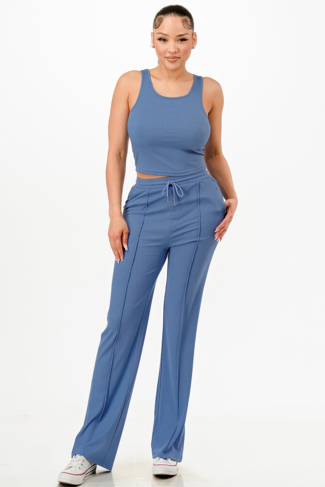 New Arrival – Ribbed Tank Top And Pant Set – New Arrival Now Live
