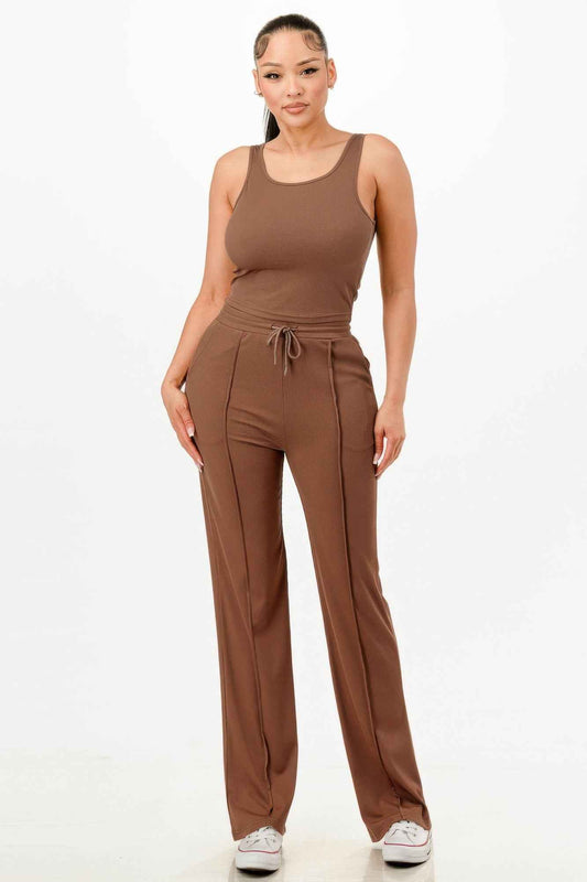 New Arrival – Ribbed Tank Top And Pant Set – New Arrival Now Live
