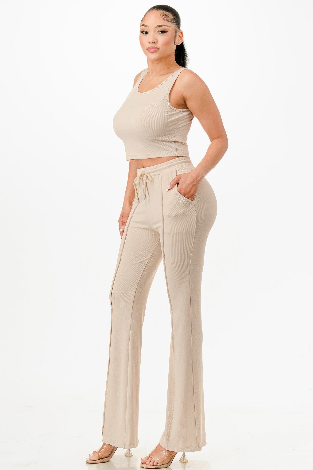 Ribbed Tank Top And Pant Set-Product Type | Naughty Smile Fashion