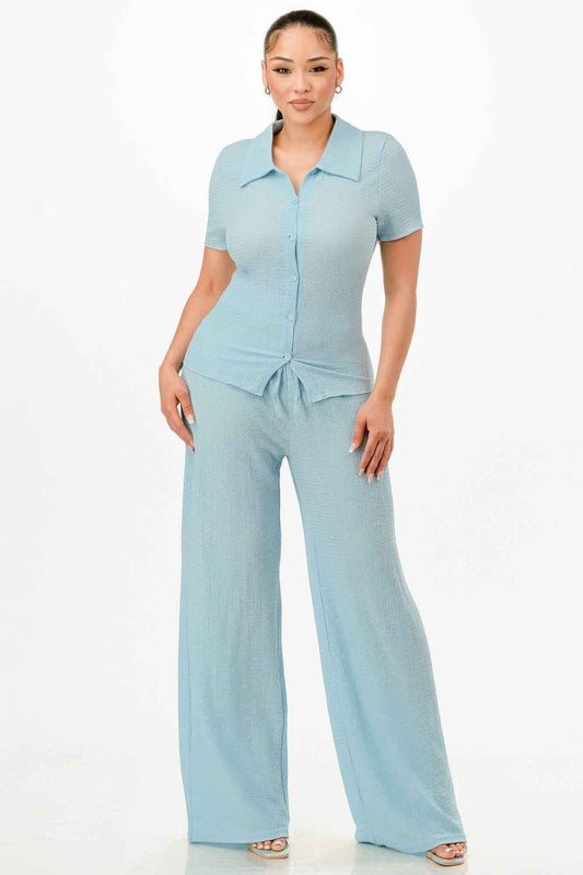 New Arrival – Textured Polo Top And Pants Set – New Arrival Now Live