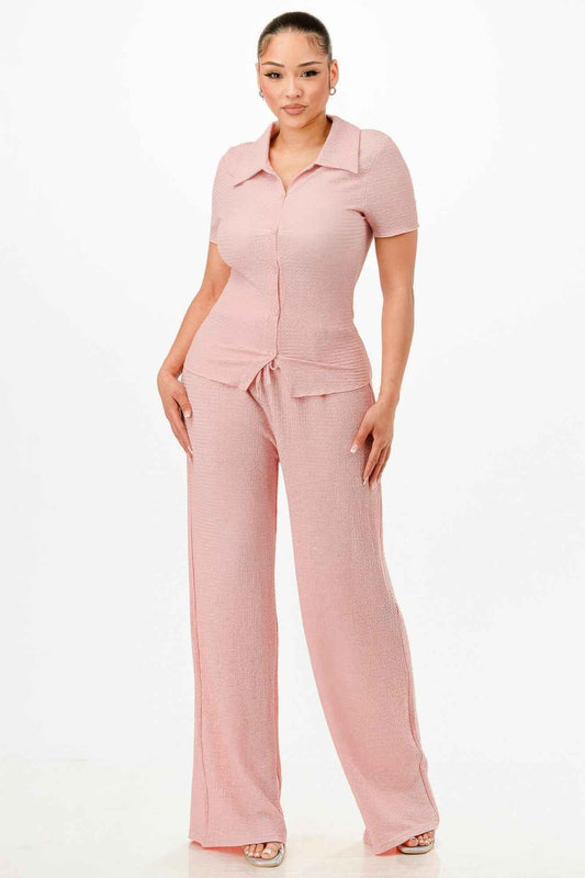 New Arrival – Textured Polo Top And Pants Set – New Arrival Now Live