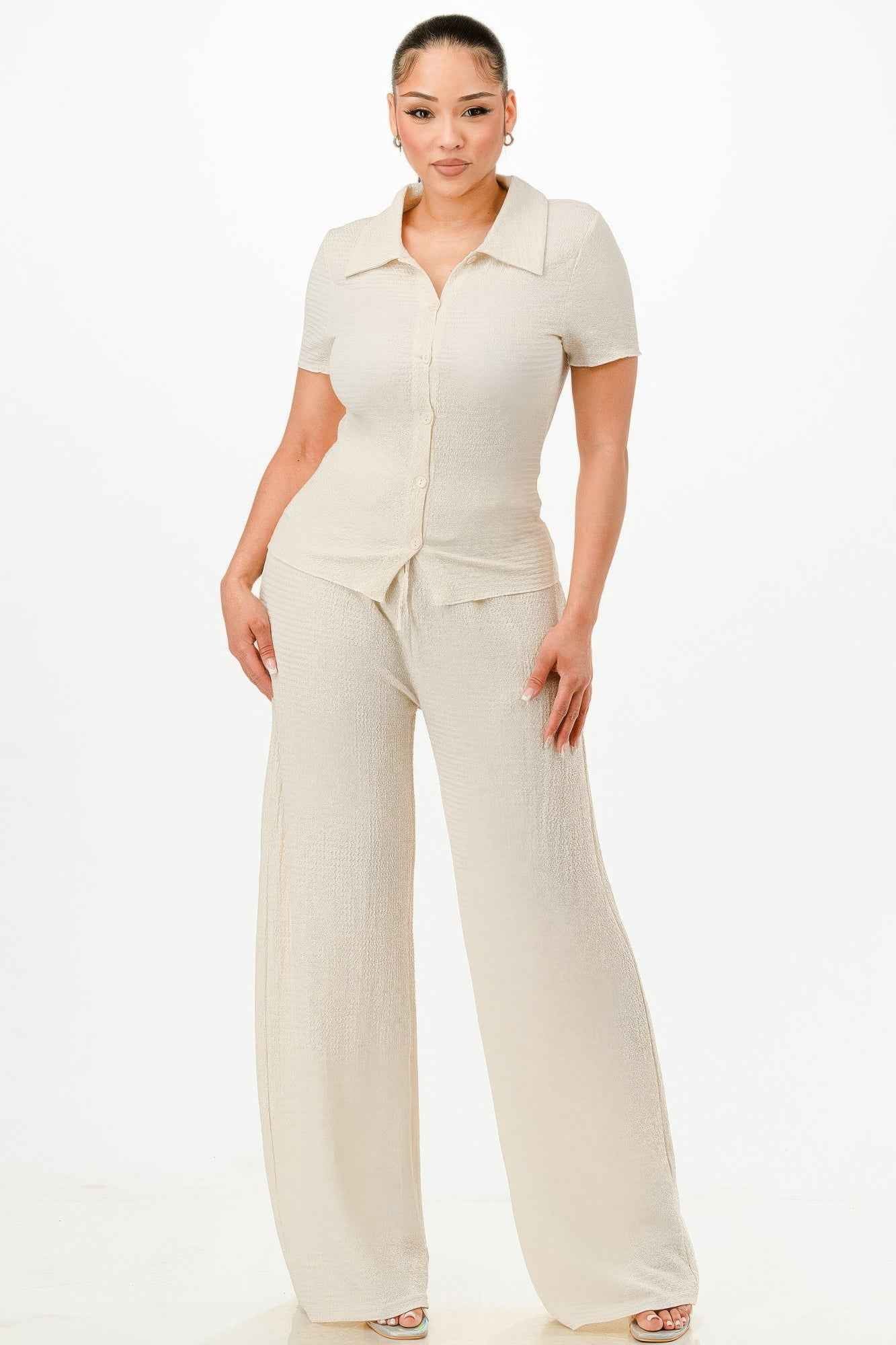 New Arrival – Textured Polo Top And Pants Set – New Arrival Now Live
