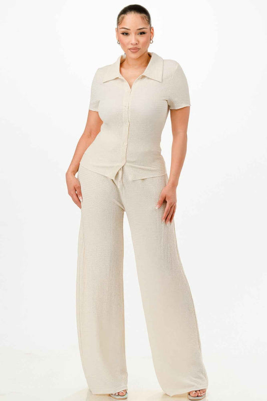 New Arrival – Textured Polo Top And Pants Set – New Arrival Now Live