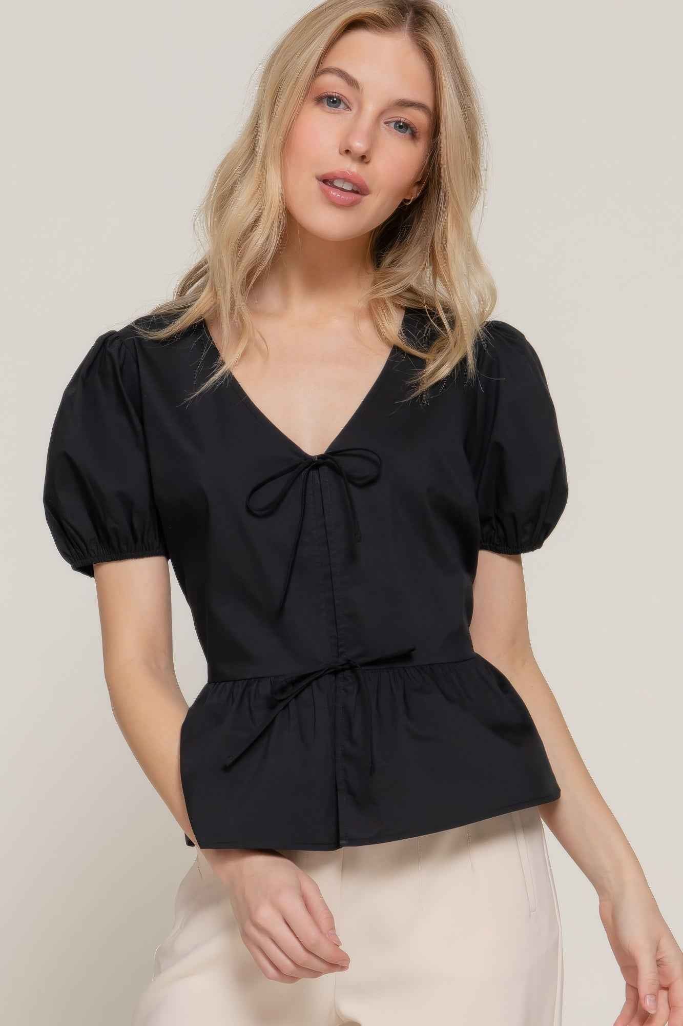 New Arrival – Short Puff Slv Tied Popline Top – New Arrival Now Live