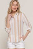 Long Slv Wide Stripe Woven Shirt