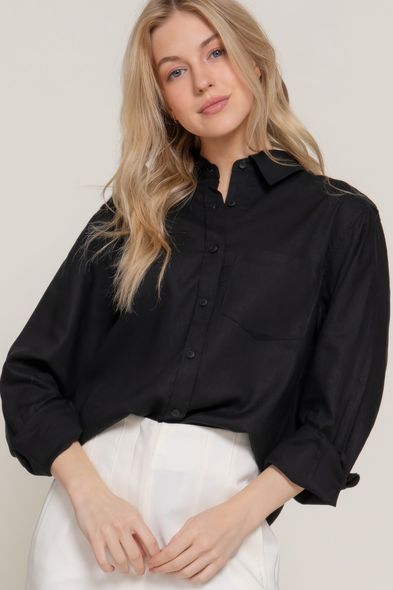 Long Sleeve Linen Blend Shirt-Product Type | Naughty Smile Fashion
