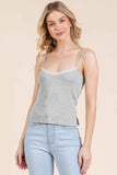 Pointelle W/lace Detail Cami Top