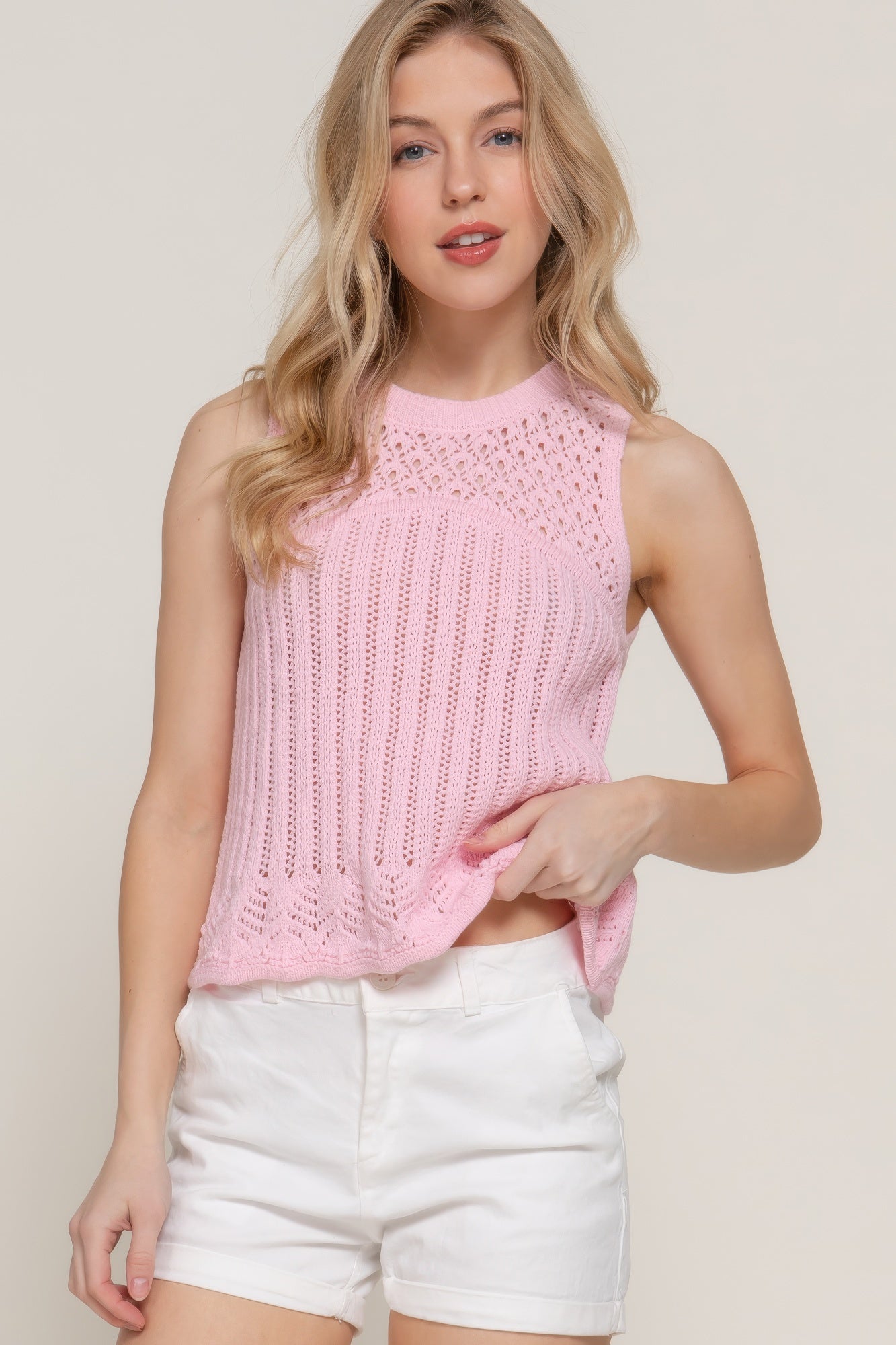 Sleeveless Crochet Spring Sweater-Product Type | Naughty Smile Fashion