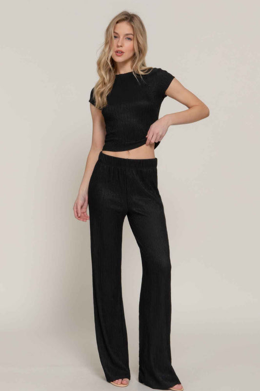 New Arrival – Short Slv Top & Flare Pants Set – New Arrival Now Live