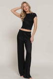 Short Slv Top & Flare Pants Set