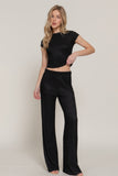 Short Slv Top & Flare Pants Set