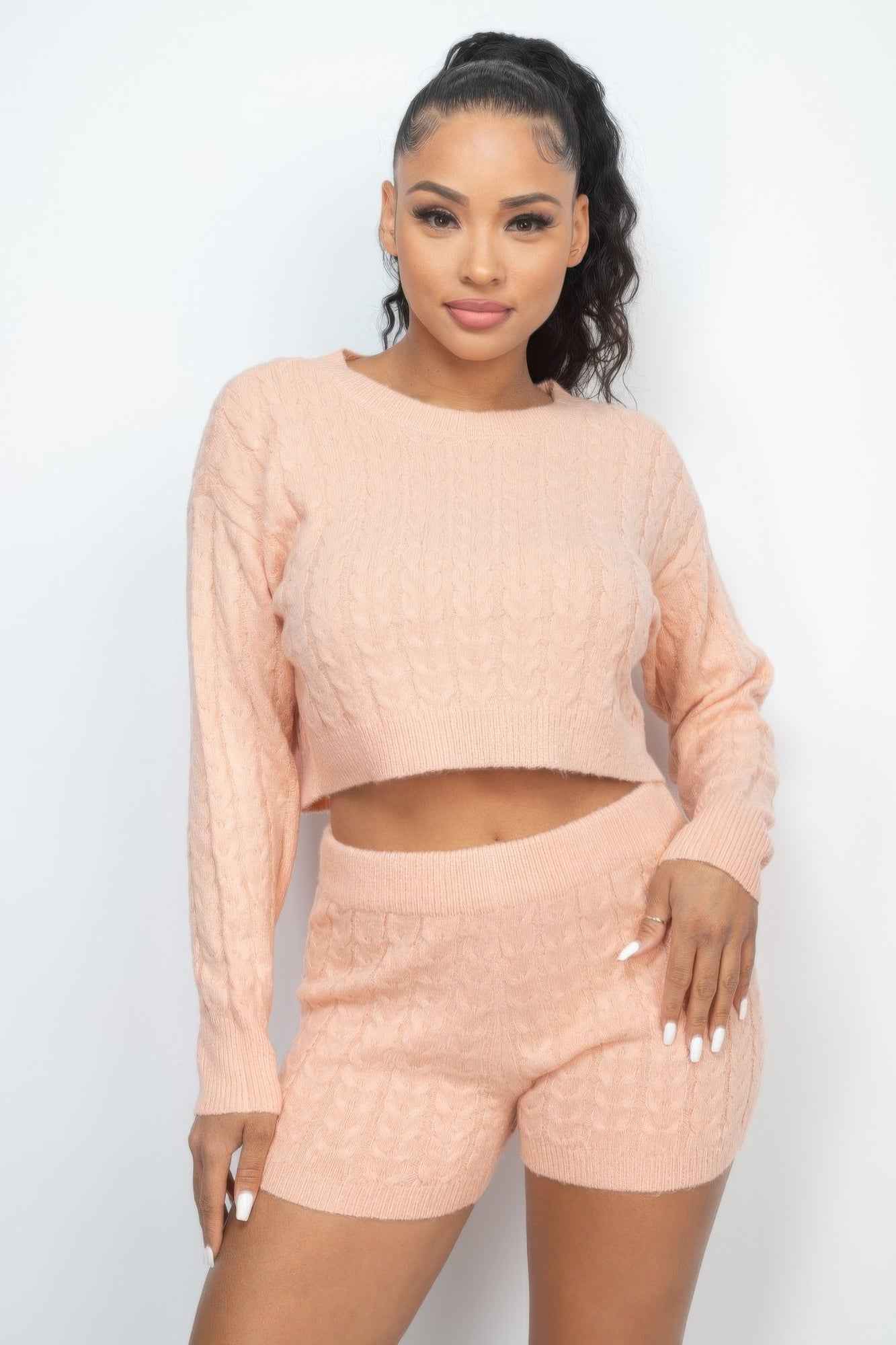 New Arrival – Ribbed Crop Top And Shorts Set – New Arrival Now Live