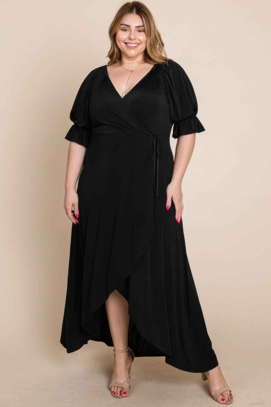 New Arrival – Plus Size Solid Venezia Faux Wrap Maxi Dress – New Arrival Now Live