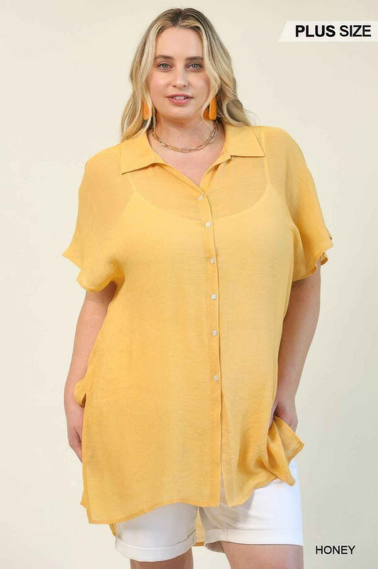 New Arrival – Solid Button Down Loose Fit Long Shirts With Side Slits – New Arrival Now Live