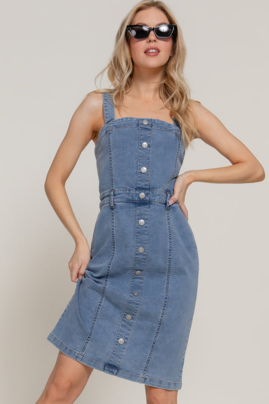 New Arrival – Button Down Placket Stretch Denim Dress – New Arrival Now Live