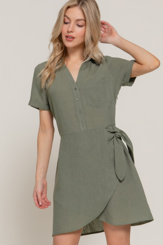 New Arrival – Button Down Side Bow Linen Effect Mini Dress – New Arrival Now Live
