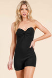 Strapless Twisted Detail Biker Suit
