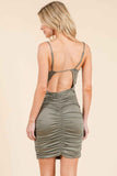 All Around Ruching Double Layered Open Back Dress