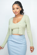 Crop Tank Top & Cardigan Sweater Set-Product Type | Naughty Smile Fashion